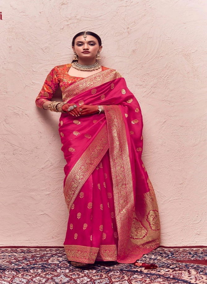 Sindhuri Kasturi By Kimora Zari Weaving Dola Silk Saree Catalog