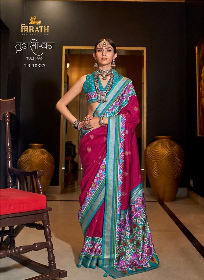 Tulsi-Van By Trirath Mercerized Sigma Silk Printed Saree Exporters In India