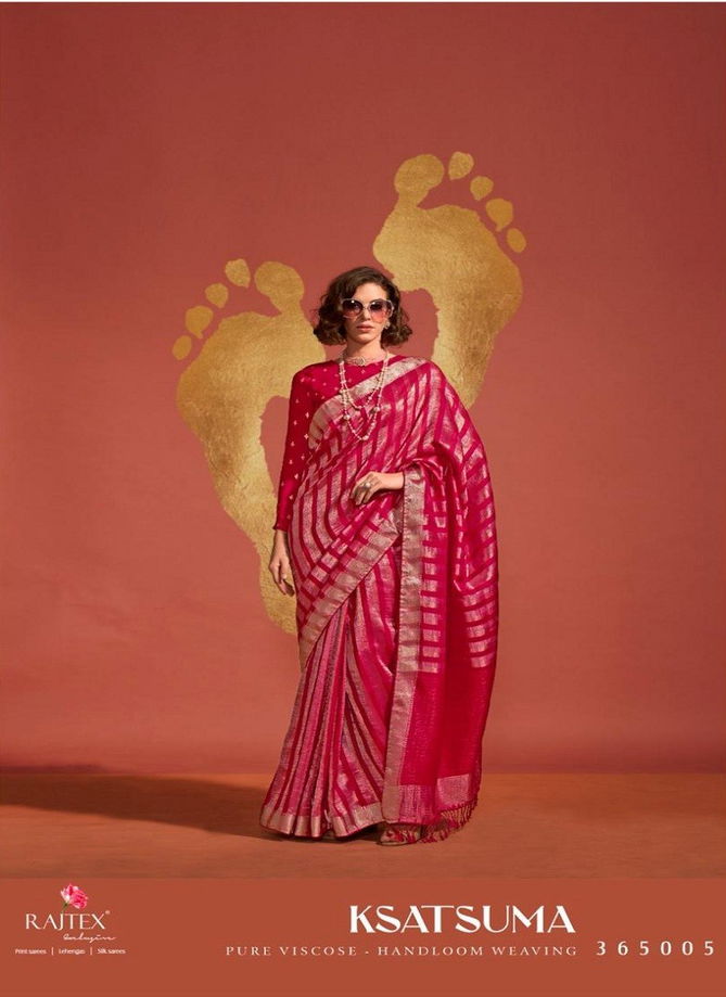 Ksatsuma 365000 By Rajtex Pure Viscose Handloom Weaving Silk Saree Wholesale In India