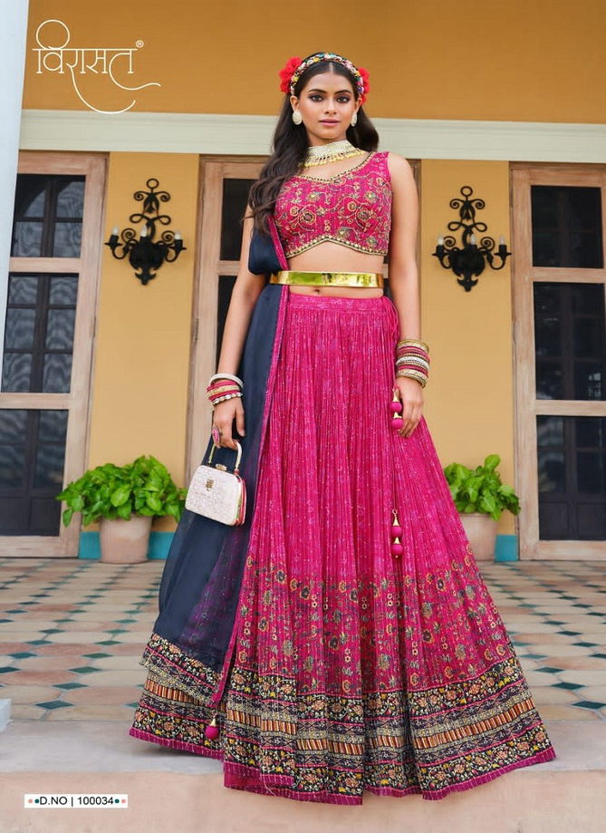 Rani Saanvi By Virasat Party Wear Lehenga Choli Catalog 100034