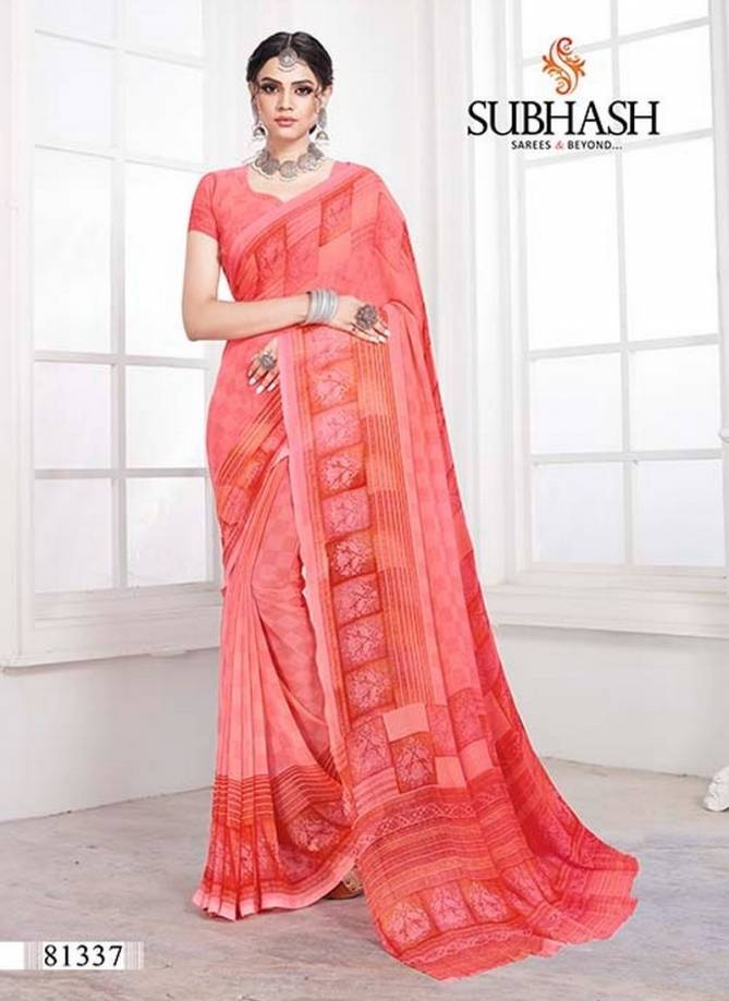 Subhash Saree New Year Designer Printed Georgette Elegant Daily Wear Simple Low Range Saree Collections