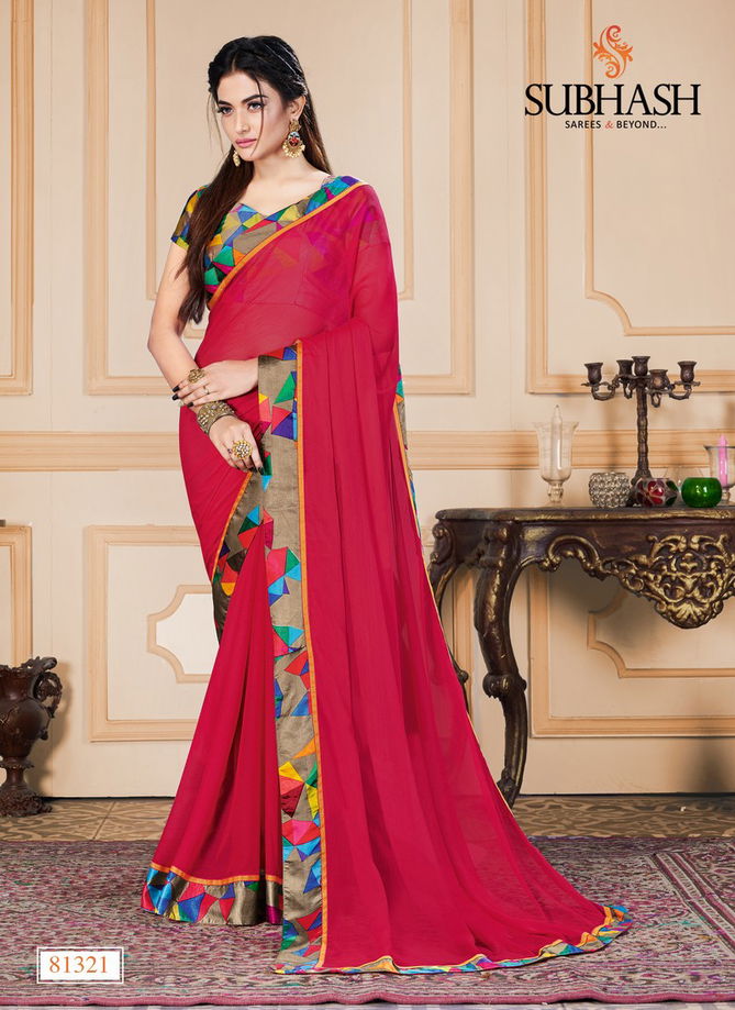 Subhash Saree Heavy Georgette And Pure Chiffon Designer Printed Work Elegant Regular Wear Saree Collections