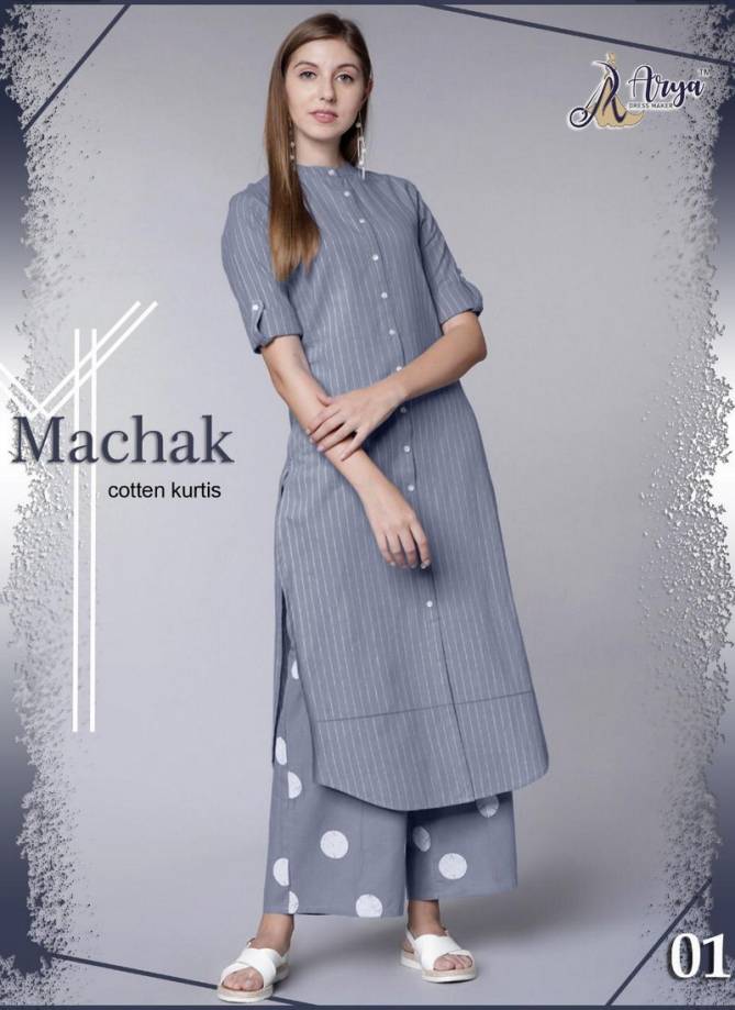 Arya Machak Latest Desiger Casua Wear Rayon Cotton Thread Work Kurti With Plazzo Collection 