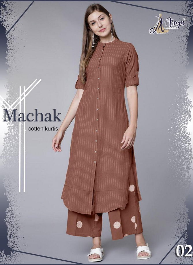 Arya Machak Latest Desiger Casua Wear Rayon Cotton Thread Work Kurti With Plazzo Collection 