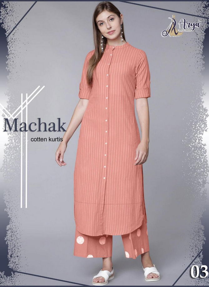 Arya Machak Latest Desiger Casua Wear Rayon Cotton Thread Work Kurti With Plazzo Collection 