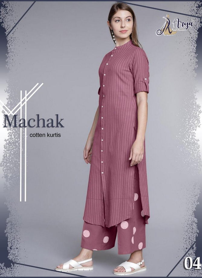 Arya Machak Latest Desiger Casua Wear Rayon Cotton Thread Work Kurti With Plazzo Collection 