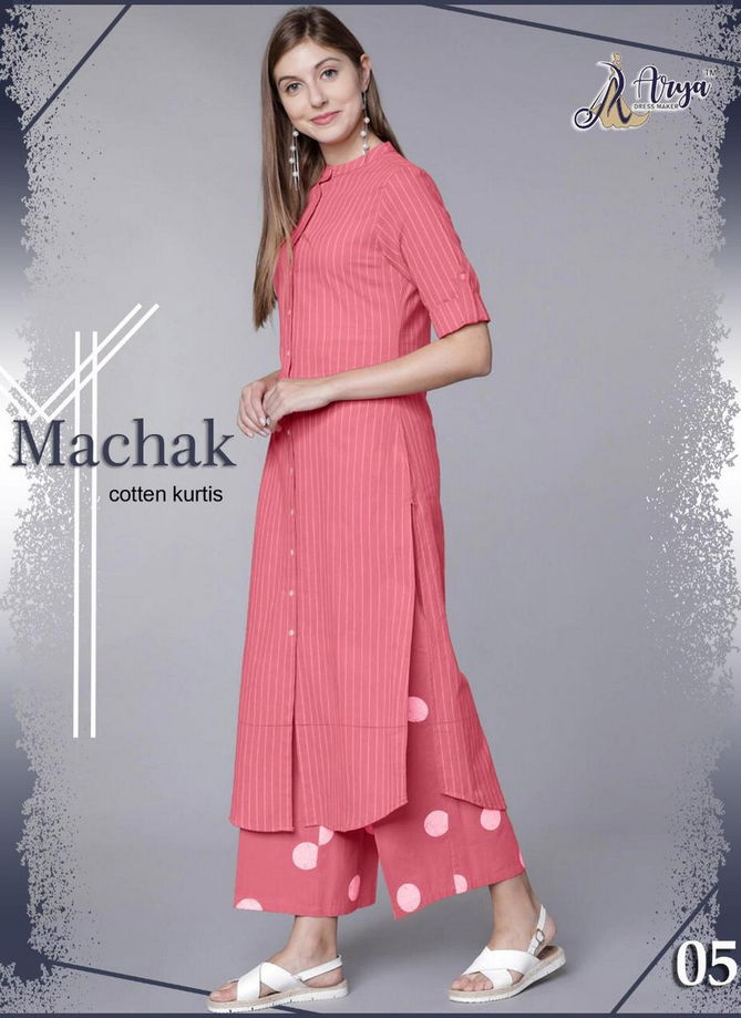 Arya Machak Latest Desiger Casua Wear Rayon Cotton Thread Work Kurti With Plazzo Collection 