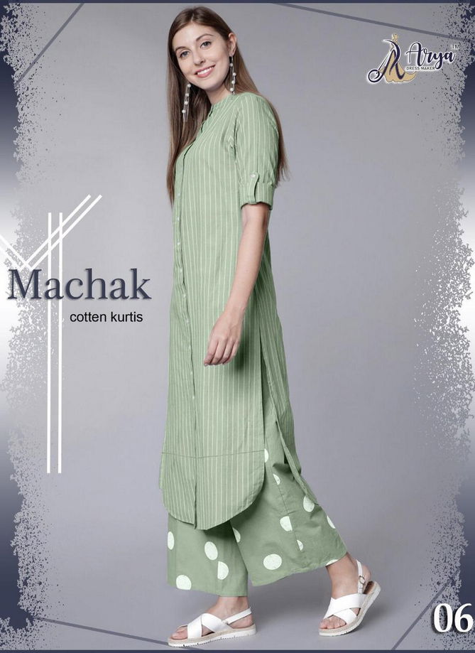 Arya Machak Latest Desiger Casua Wear Rayon Cotton Thread Work Kurti With Plazzo Collection 