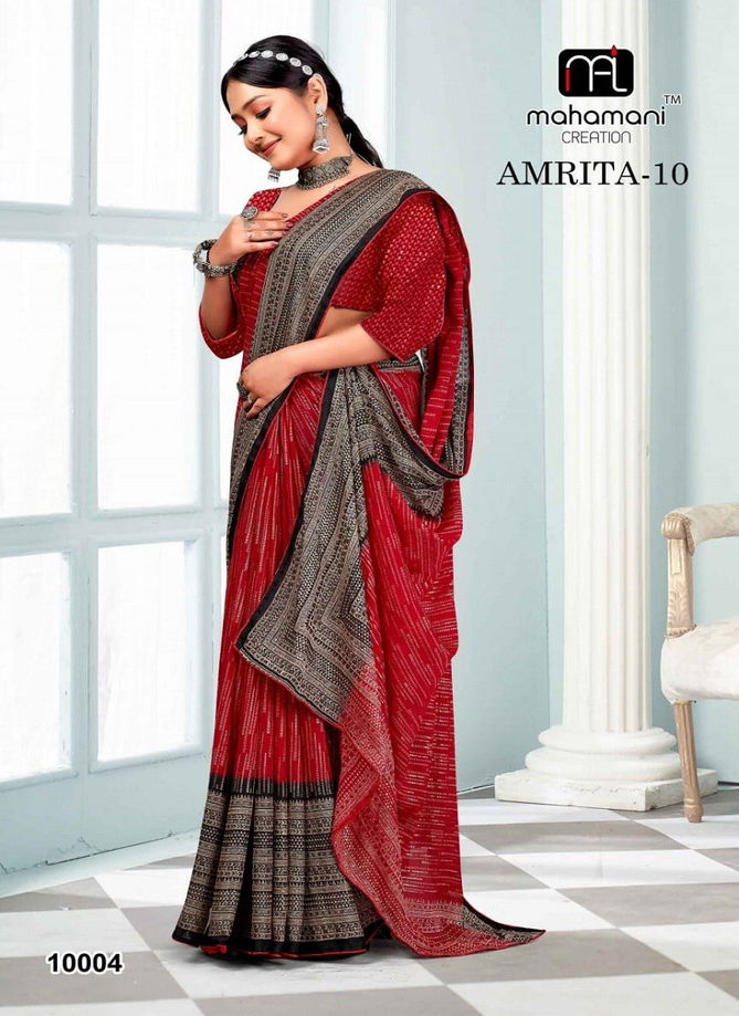 Amrita Vol 10 By Mahamani Creation Heavy Moss Foil Printed Sarees Wholesale Online