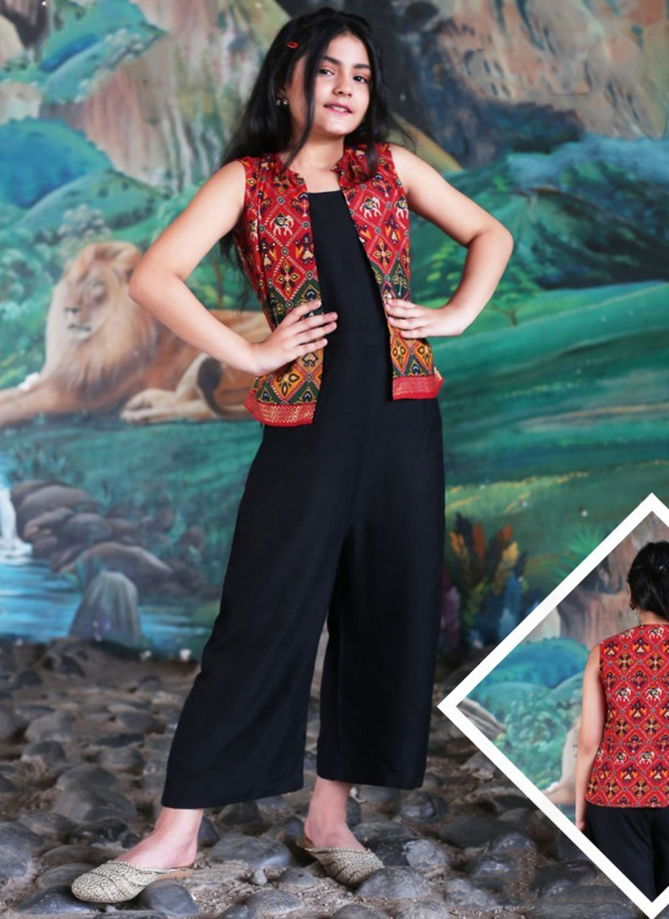 Red And Black Colour Paheli Wholesale Kids Wear Koti Suit Catalog Paheli 1