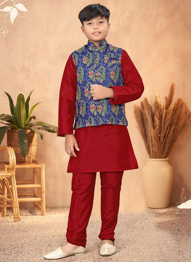 Red And Blue Colour Outluk Kids Vol 2 Party Wear Wholesale Modi Jacket Kids Wear Catalog 208