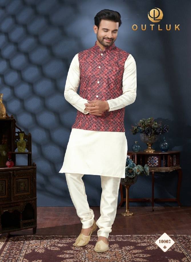 Outluk Wedding Lucknowi Vol 10 Mens Wear Modi Jacket Kurta Pajama Wholesale Online