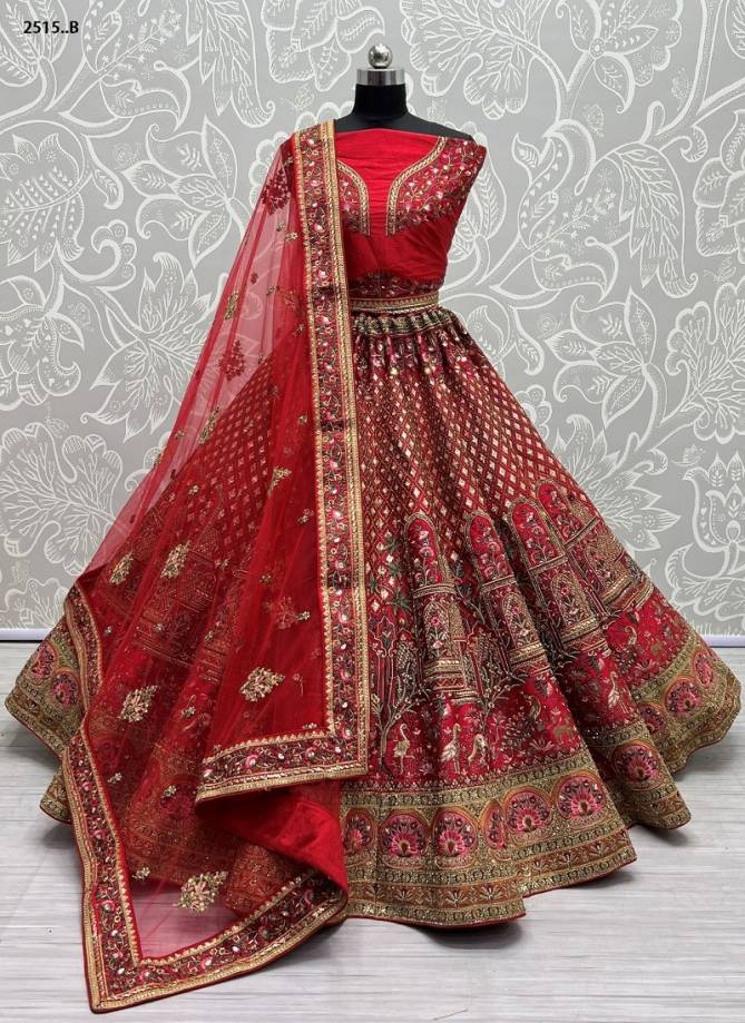 Red Colour Anjani Art 2515 Wedding Lehenga Choli Catalog 2515 B
