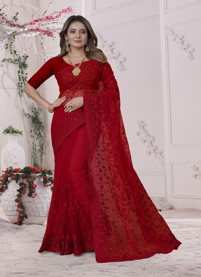 Red Colour Excellent By Utsavnari Designer Saree Catalog 1972