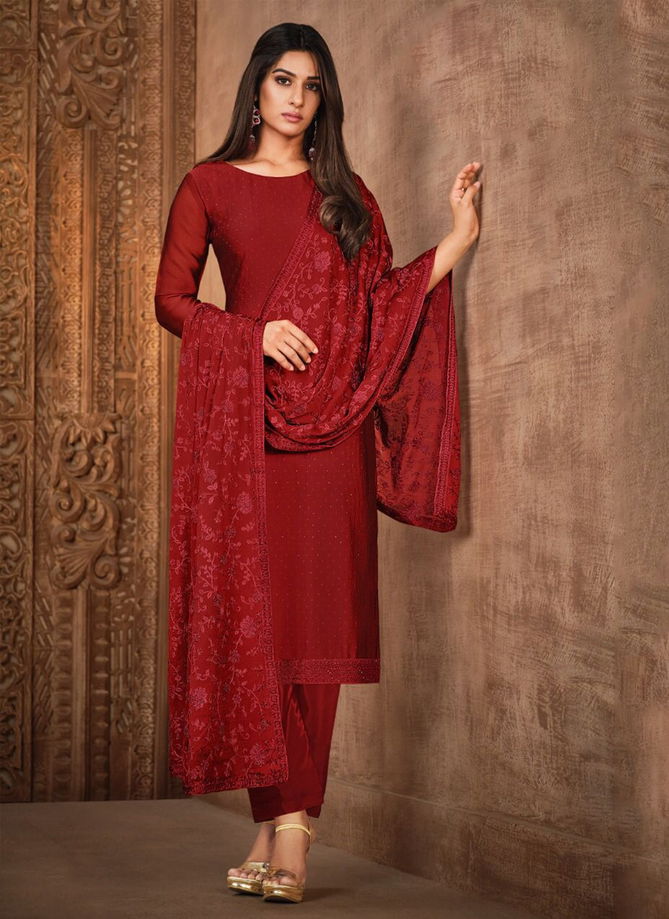 Red Colour Larissa By Vipul 4801 To 4805 Designer Suits Catalog 4804