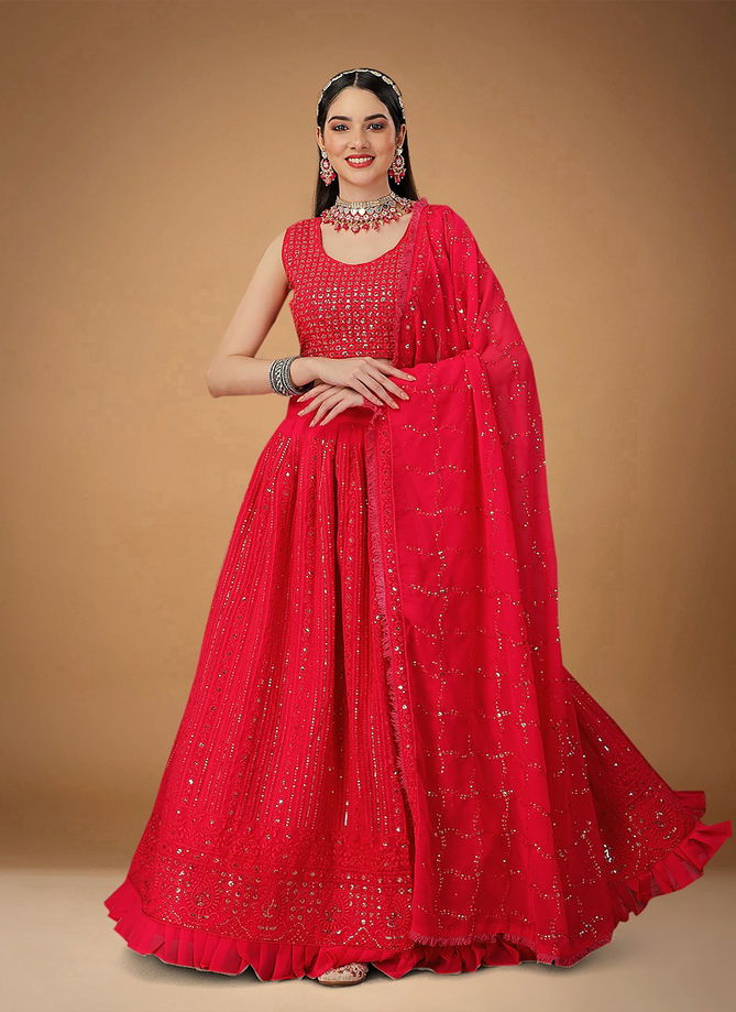 Red Colour Nayomika By Biva Party Wear Lehenga Choli Catalog 20005