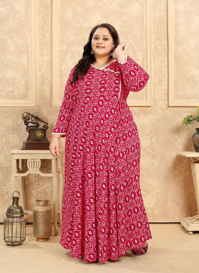 Plus Size Vol 2 By Moksh Premium Rayon Long Kurti With Pocket Catalog