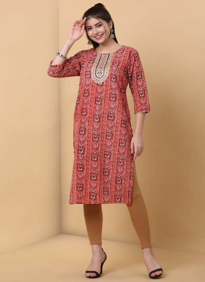 Raisin Women's Rayon Embroidered Casual Daily Wear Kurti Catalog