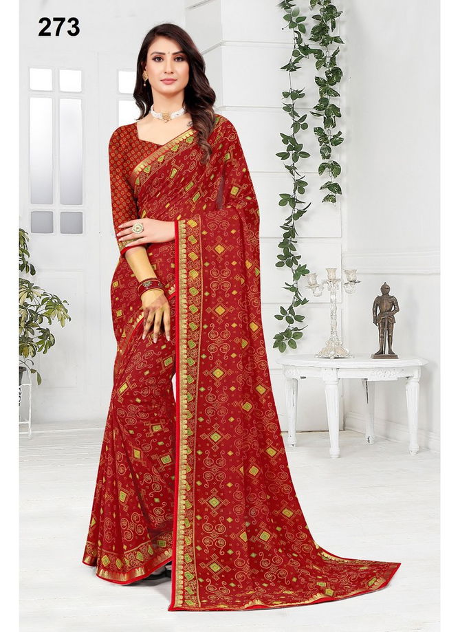 Red Colour Rajkumari Vol 5 By Sarita Creation Printed Saree Catalog 273