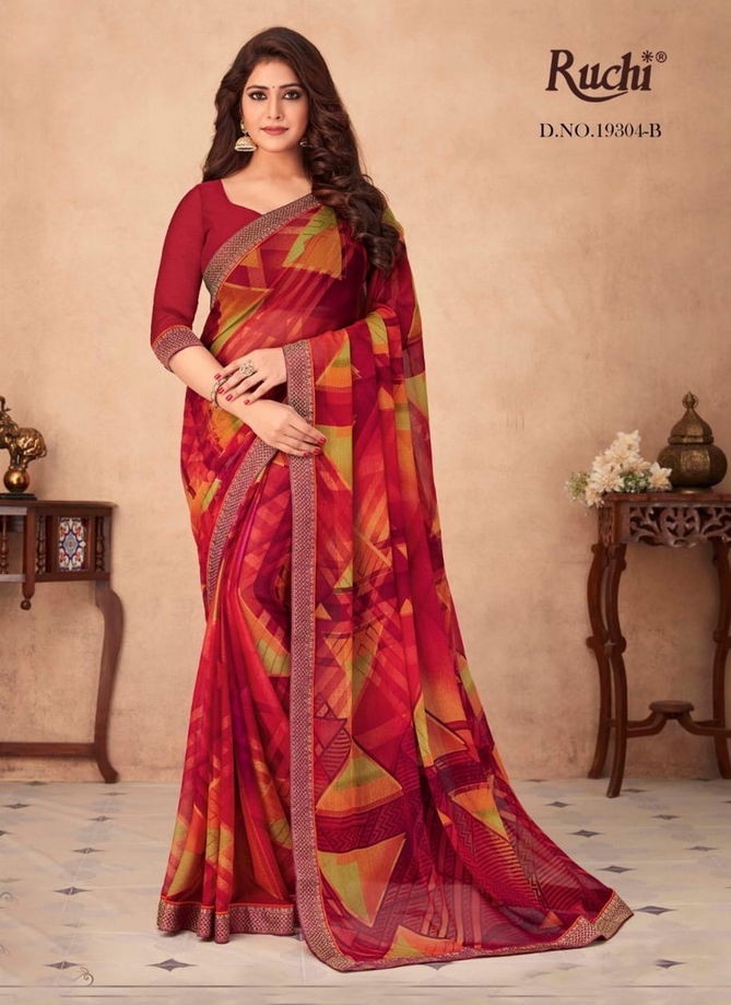 Red Colour Savera 19304 Hits By Ruchi Printed Saree Catalog 19304 B