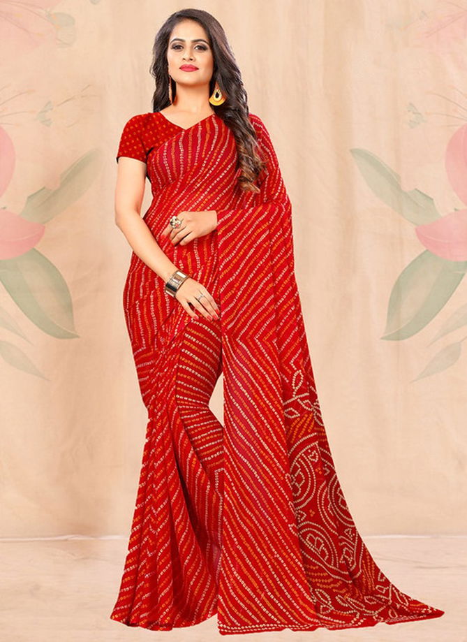 Red Colour Star Chffon Wholesale Daily Wear Chiffon Sarees Catalog 12825 A