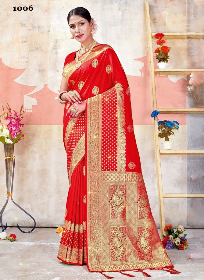 Red Sarover By Sangam Banarasi Silk Saree Catalog 1006