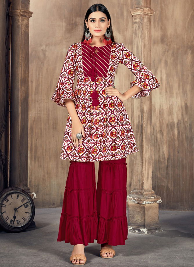 Red Seema Ethnic Wear Wholesale Kurti With Bottom 1460