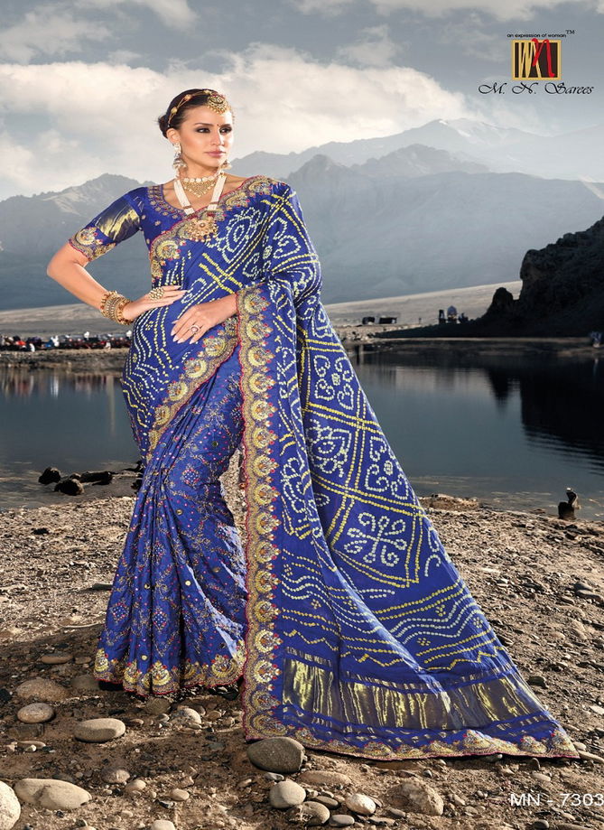 Kacchi Bandhej By Mn Pure Gajji Bandhej Satin Saree Catalog