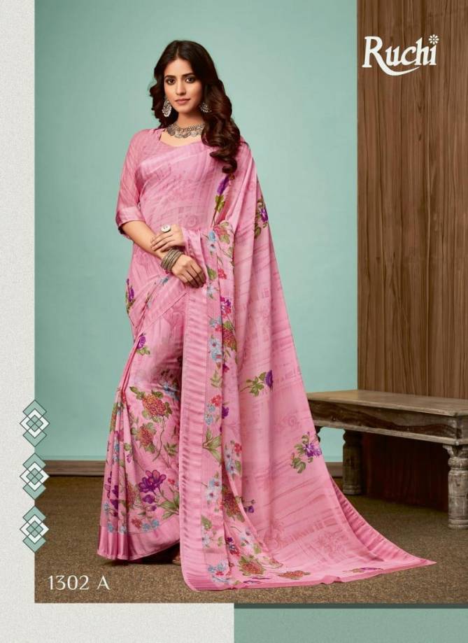 Ruchi Sarees Blueberry Vol 13 Chiffon Satin Border Designer Daily Wear Printed Sarees Collections
