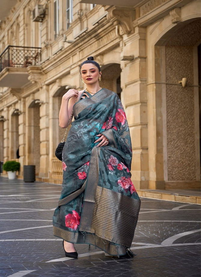 Kinsel By Rajtex Printed Poly Brasso Designer Saree Catalog