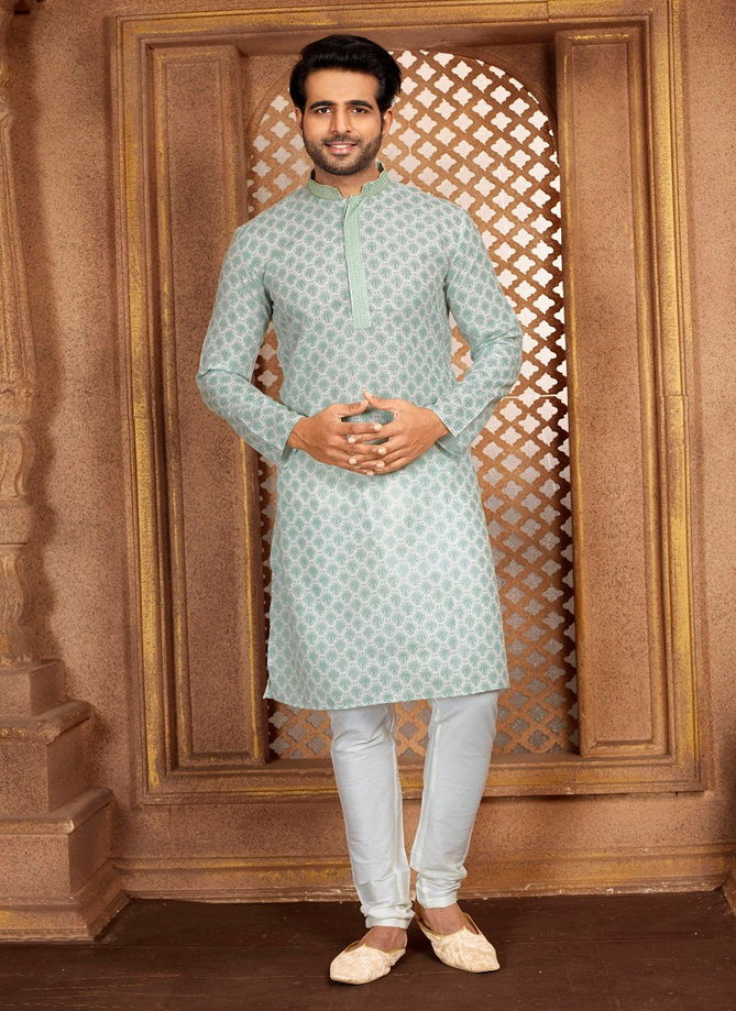 1633 Occasion Mens Wear Poly Cotton Printed Kurta Pajama Surat Wholesale Market