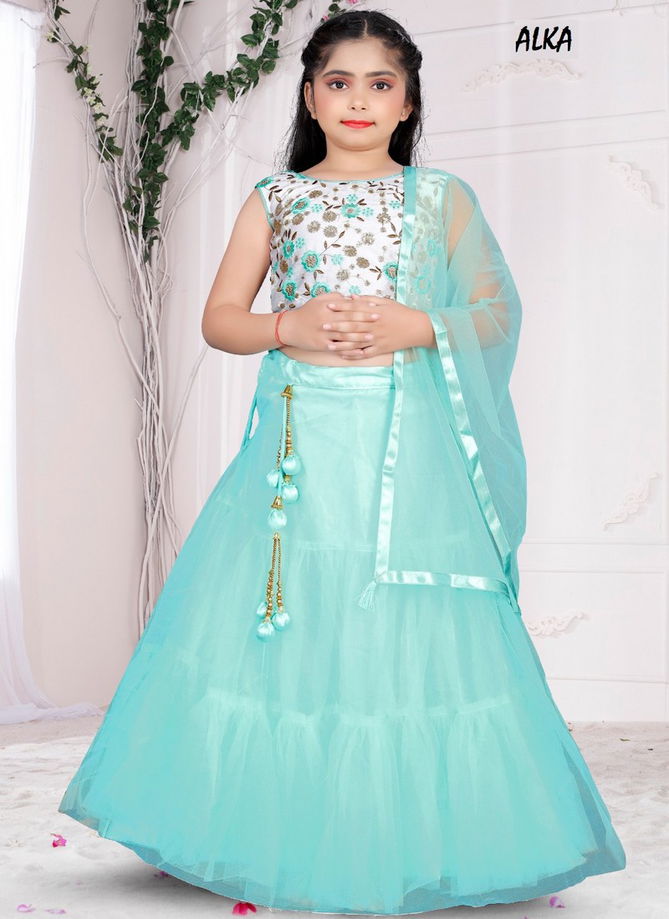 Sea Green Colour Alka Vol 24 Girls Wear Catalog 204