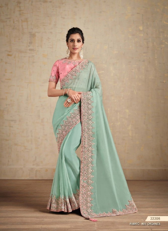 Sea Green Colour Alyona By Mahotav Party Wear Saree Catalog 22205