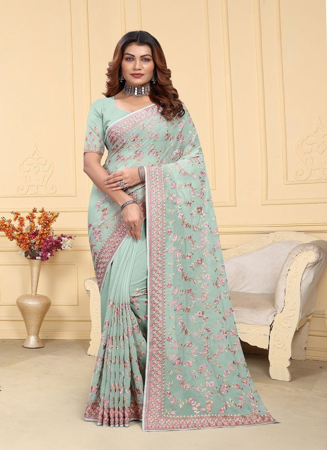 Mrunal By Utsavnari Designer Resham Embroidery Wear Saree Manufacturers