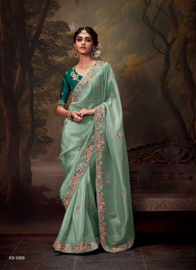 Naveli By Kimora Tissue Organza Weddding Wear Saree Suppliers In India