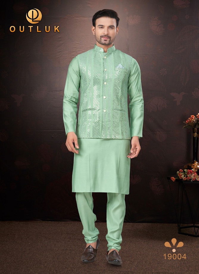 Outluk Wedding Collection Vol 19 Pure Silk Mens Modi Jacket Kurta Pajama Wholesale Online