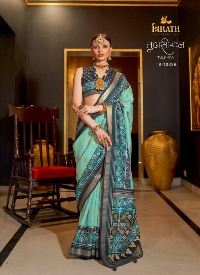 Tulsi-Van By Trirath Mercerized Sigma Silk Printed Saree Exporters In India