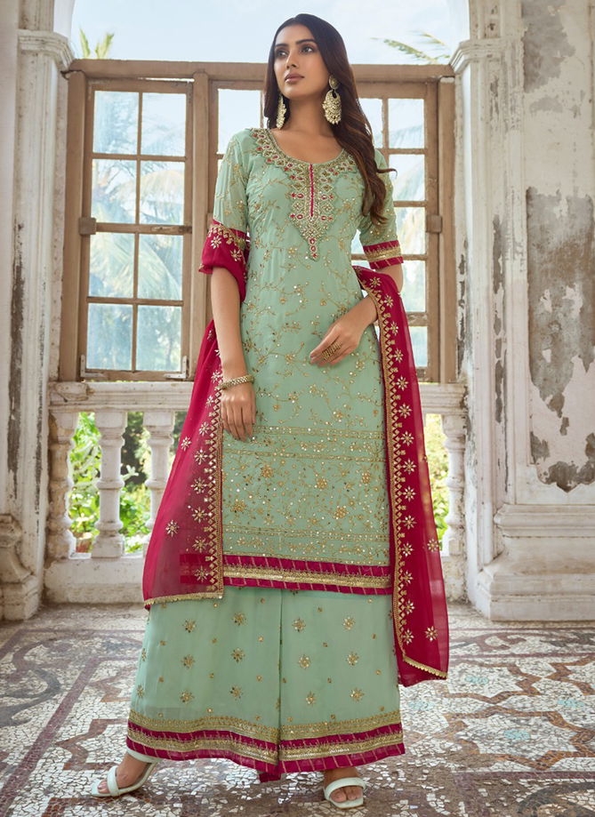 Sea Green Colour Zareen By FK Fashion 1031 To 1034 Plazzo Suits Catalog 1033