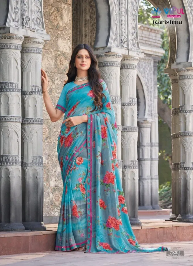 Karishma By Vipul Georgette Wear Sarees wholesale Online