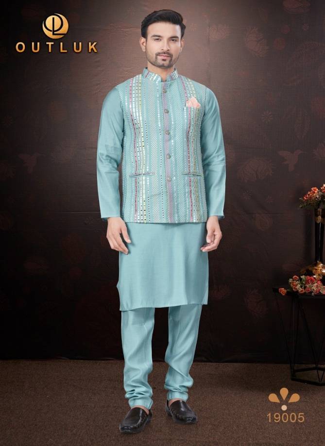 Outluk Wedding Collection Vol 19 Pure Silk Mens Modi Jacket Kurta Pajama Wholesale Online