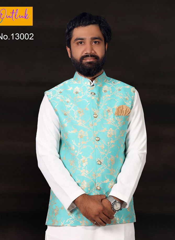 Outluk Vol 13 Eid Special New Designer Festival Wear and Party Wear Jute and Jacquard Printed Modi Jacket Collection