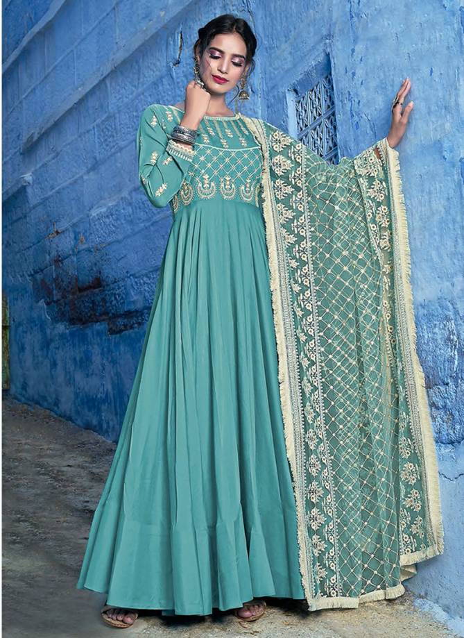 Virasat Muslin New Designer Lucknowi Work Readymade Anarkali Suits Collection 1043-1046