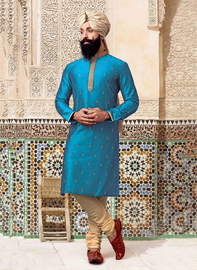 New Traditional Wedding and Party Wear Silk and Jacquard Embroidery Work Kurta Pajama in Wholesale Collection