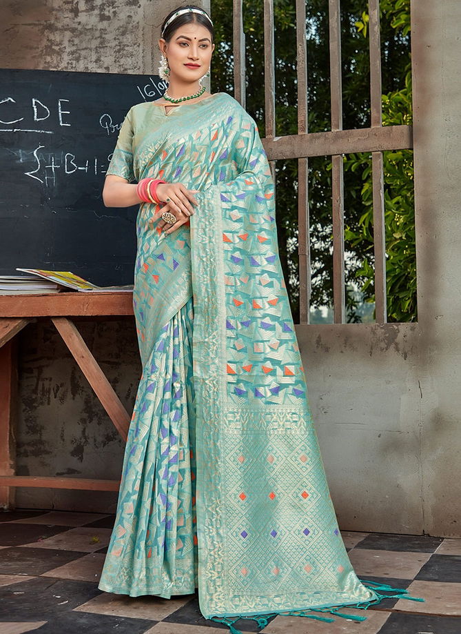 Sky Colour Anarkali By Sangam Cotton Sarees Catalog 1003