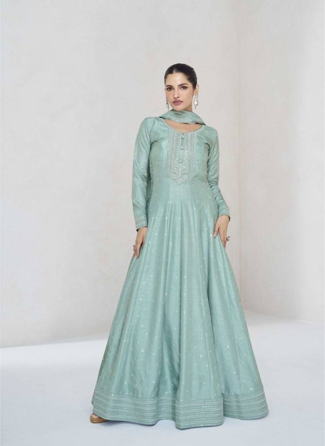 Ekaya By Aashirwad Premium Silk Gown With Dupatta Wholesalers In Delhi