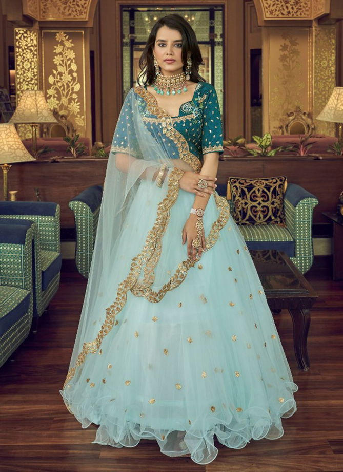 Sky Colour Rajwada Exlusive Wholesale Party Wear Lehenga Choli 1801