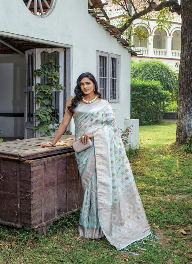 Sky Colour Sangria By Kira Silk Saree Catalog 4006