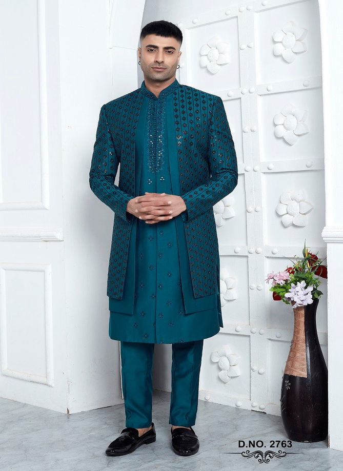 1641 Party Wear Indo Western Mens Jacket Set Exporters In India