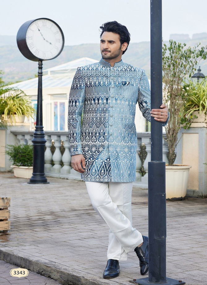 3341 To 3344 Wedding Wear Valvet Mens Indo Western Wholesale Online