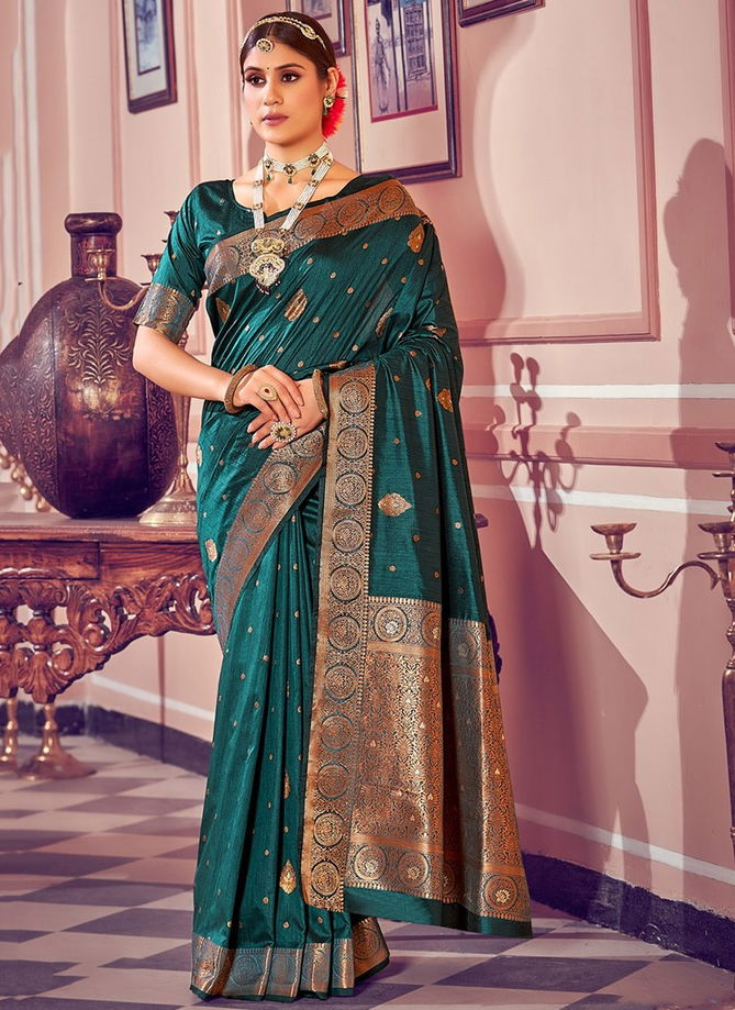 Teal Blue Colour Kavyanjali Sangam Function Wear Wholesale Silk Sarees Catalog 11513